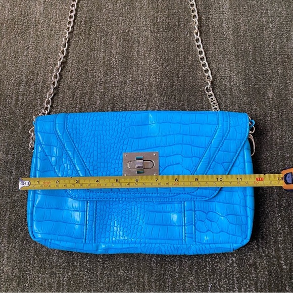 Steve by Steve Madden Blue Crocodile-Embossed Chain Shoulder Bag - Picture 8 of 9